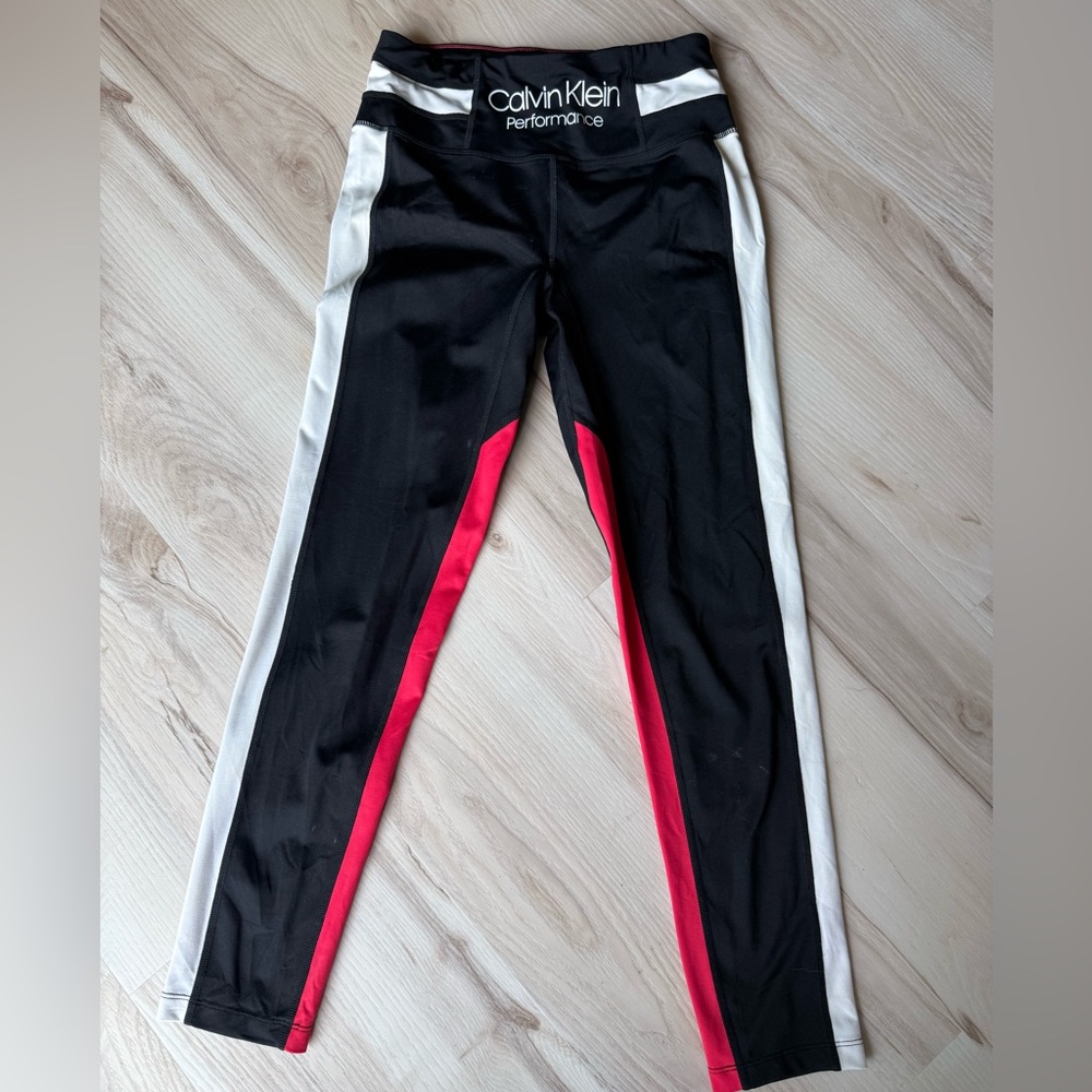 Calvin Klein Black and Red Performance Leggings